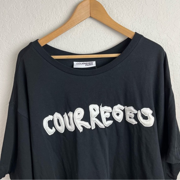 Courreges T Shirt Crew Neck Graphic Oversized Shirt Top - Picture 4 of 12